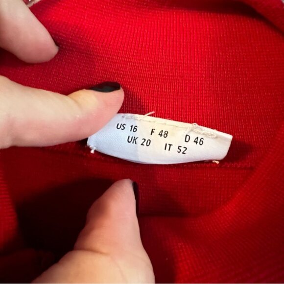 AKRIS Punto red maroon zip up sweater jacket size 16 - Picture 3 of 6